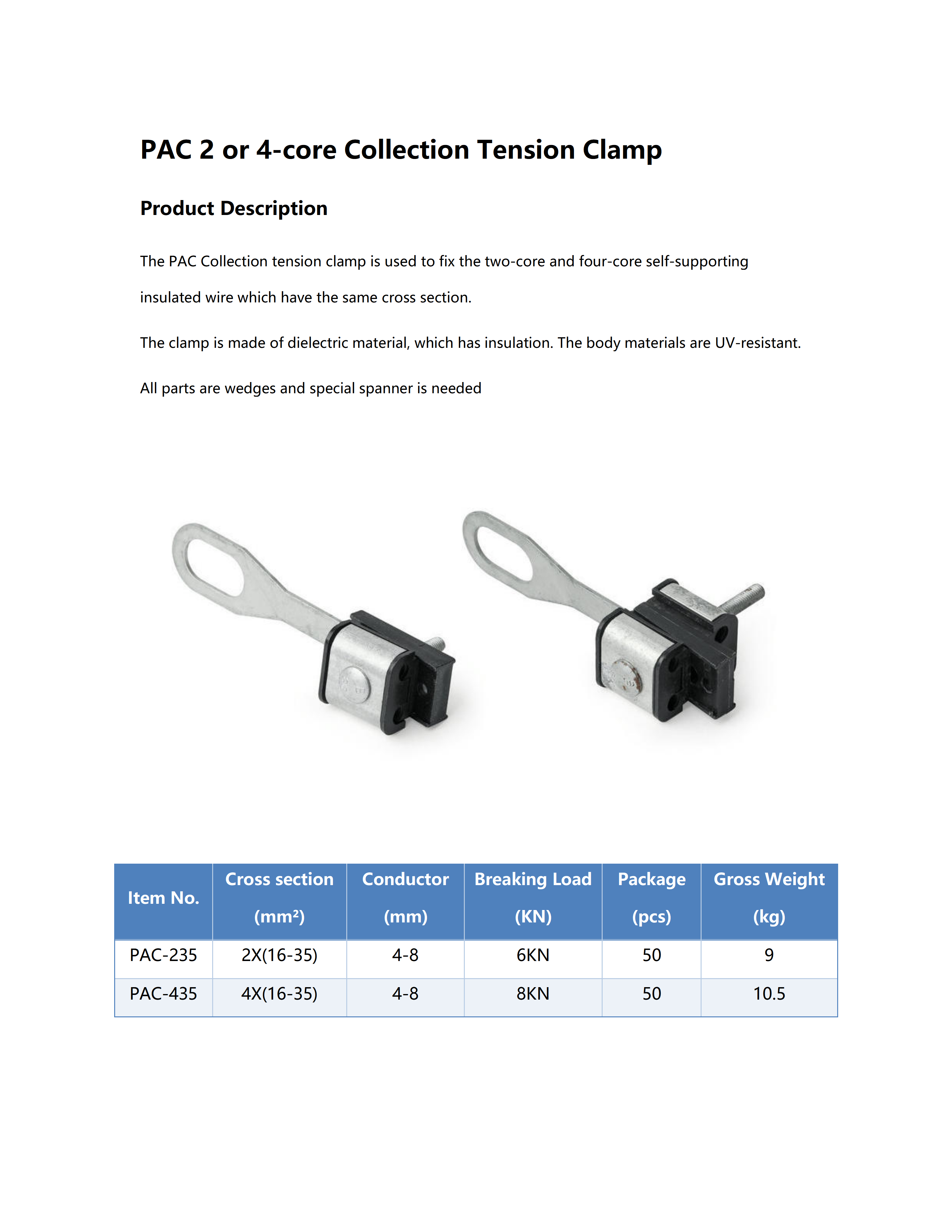 PAC 4 Cores Collection Tension Clamp detail 1